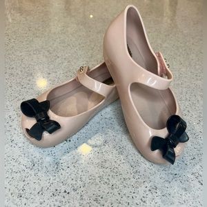 Mini Melissa Pink Flats with Black Bow